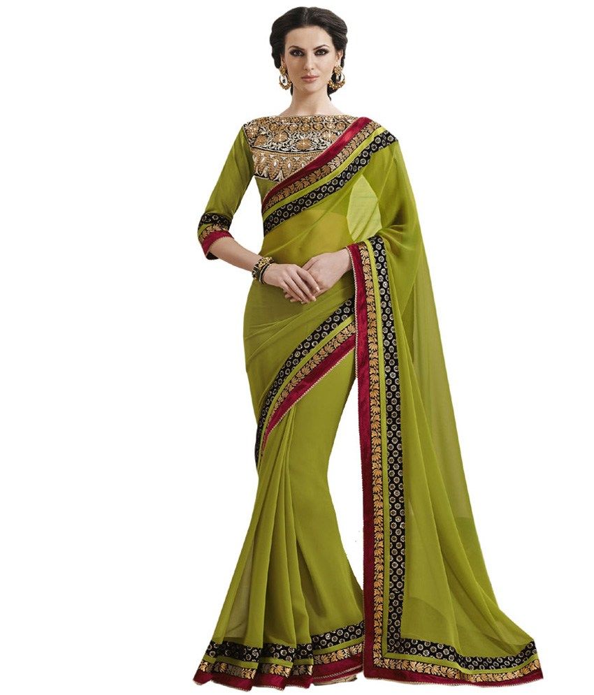 Kalazone+Sarees+with+Price Kalazone Green Pure Georgette Saree - Buy Kalazone Green Pure ...