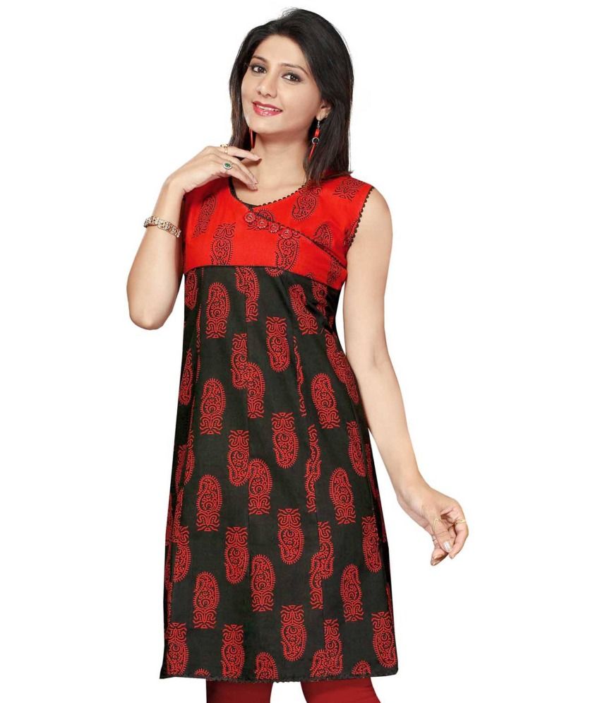 red fancy kurti