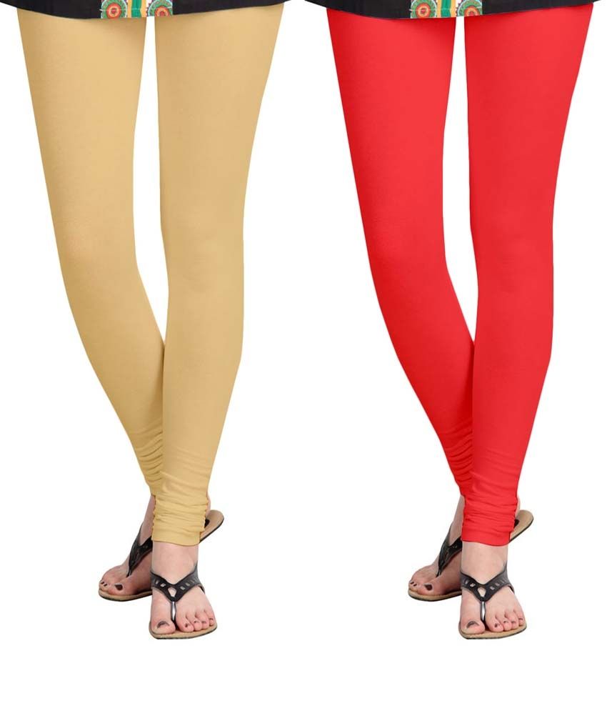 Aannie Womens Cotton Slim Fit Skin & Carrot Color Leggings Combo Pack