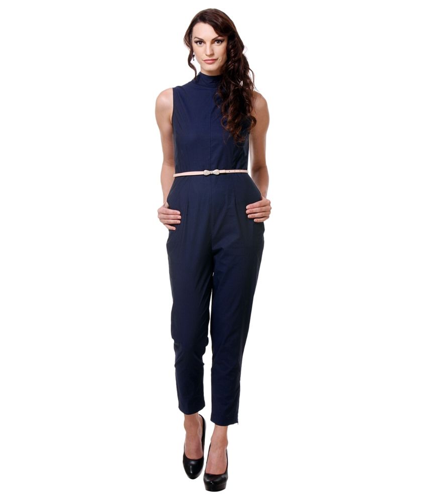 Buy Kaaryah Navy Blue Cotton Lycra Jumpsuit Online at Best Prices in