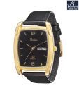 Rochees Gold Bezel Black Watch