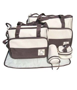 BeCute Brown 5 in 1 Diaper Bag Combo