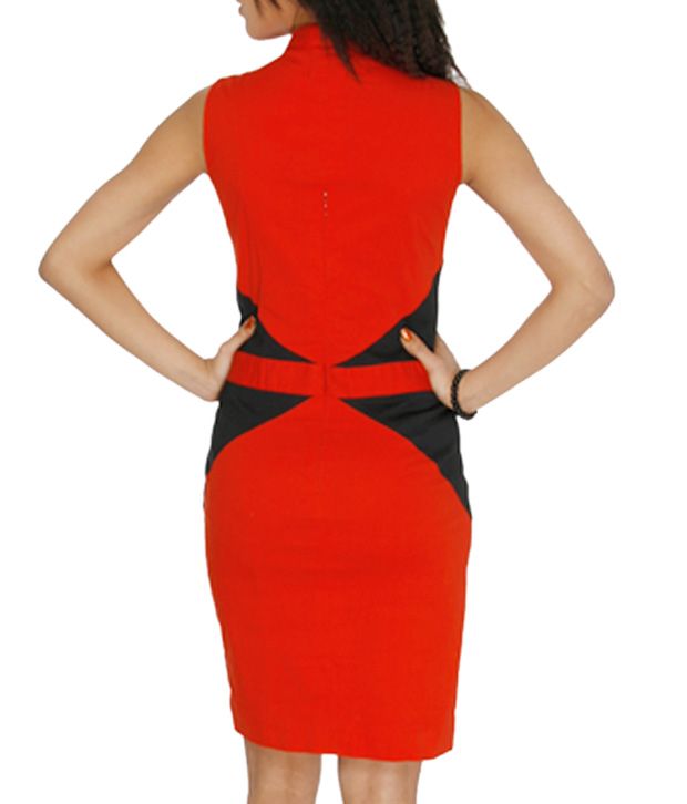 ANS Red & Black Stylish Dress