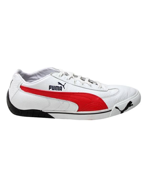 Puma Dynamic White & Red Sports Shoes