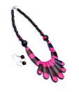 Kiya Plush Pink & Black Necklace Set
