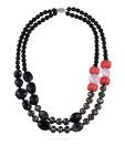 Spyra Black Onyx, Crystal & Coral Necklace