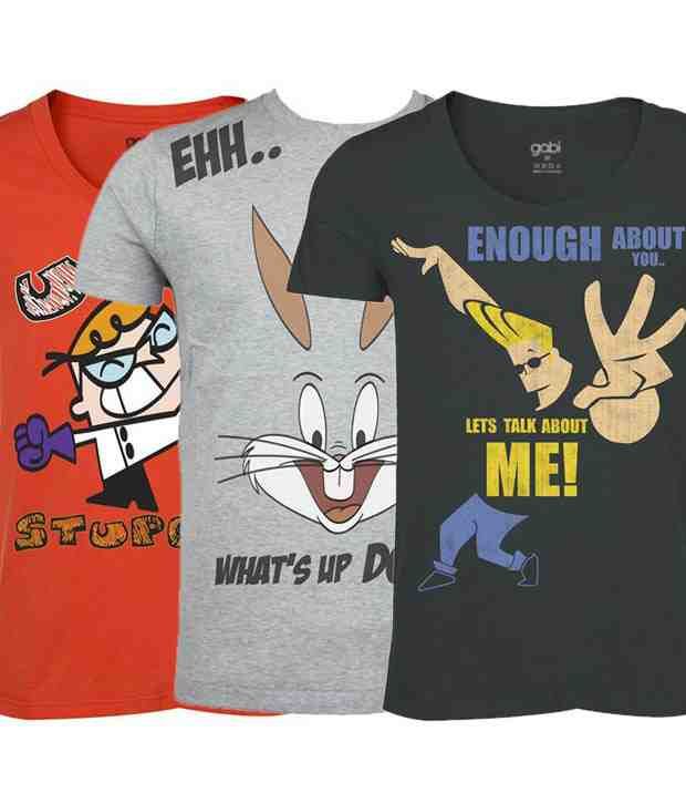 Gabi Life Cartoon Pack of 3 T shirts