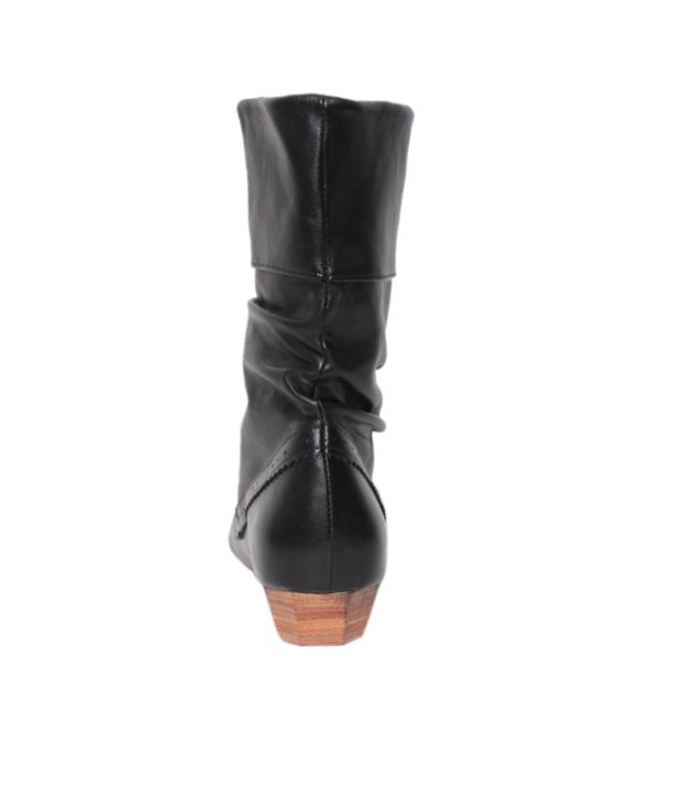 Massimo Italiano Shiny Black Mid Calf Boots