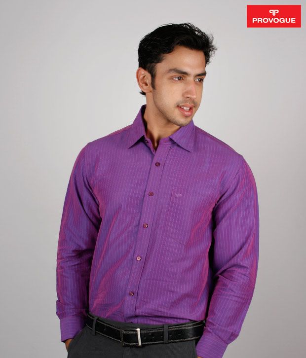 Provogue Purple Striped Shirt
