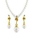 Mi Pearls Artistically Designed Diamond & Pearl Pendant Set