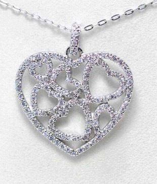 Aiva Silver Hearts Cluster Pendant