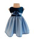 Faye Cyan Blue Velvet & Tafetta Dress For Kids