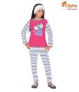 Chicita Dark Pink & White Night Suit For Kids