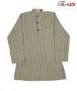 E-rato Green & Brown Striped Kurta For Kids