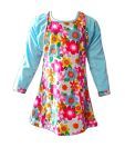Kilkari Turquoise Blue Dress With Full Sleeves Jacket For Kids