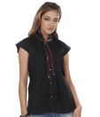Raindrops Black Buttoned Top