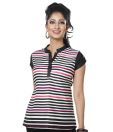Raindrops Pink-Black Striped Top