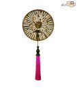 Art Deco Round Polished Candle Holder With Pink Tassel