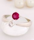 Lencia Pink CZ Studded Appealing Silver Ring