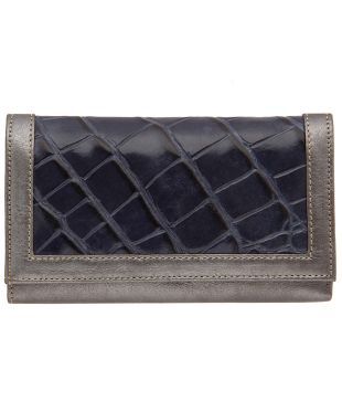 Monza Attractive Grey & Blue Croc Embossed Wallet