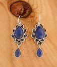 Designer Silver Exclusive Lapis Adorned Silver Earrings
