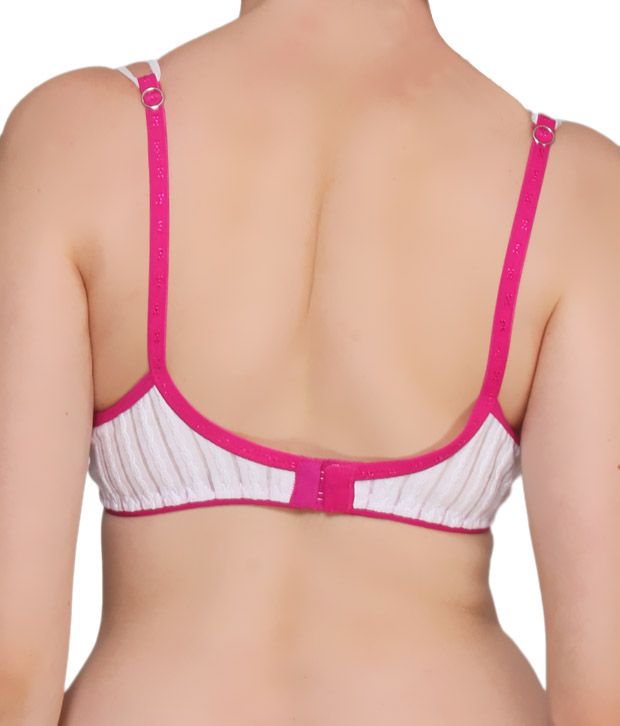 Colors Fantastic White-Fuchsia Pink Bra Set of 3