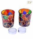 Treasure Hunt  Hand painted Glass Candle Votive(Set Of 2)