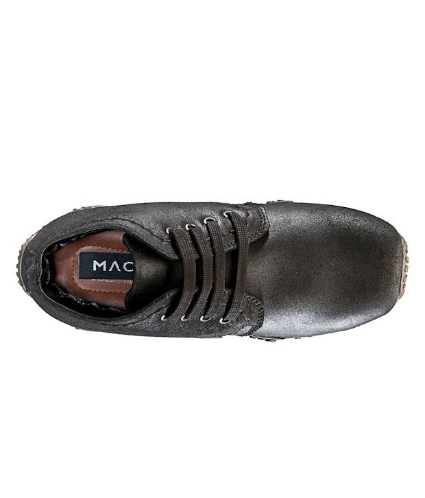 Maco Black Textured Ankle Length Casual Shoes