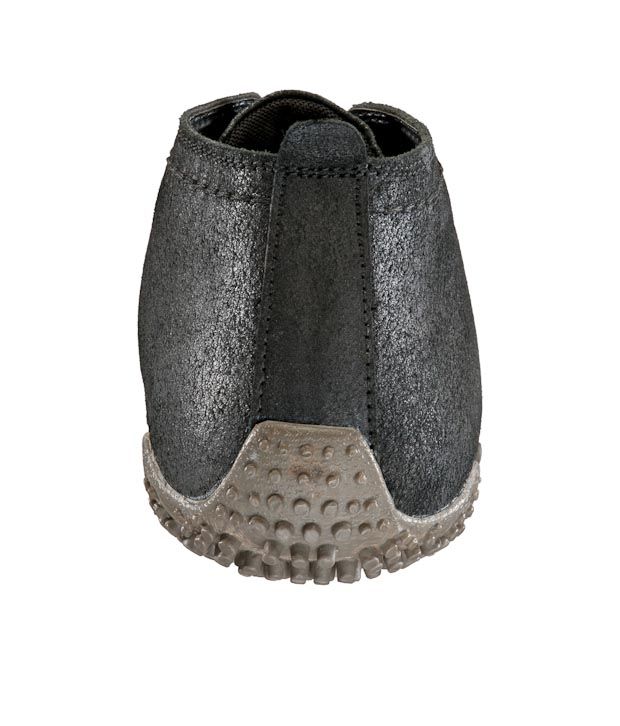 Maco Black Textured Ankle Length Casual Shoes