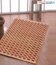 Dekor World Woven Oval Design Beige & Red Rug