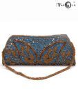Favola Blue & Bronze Embroidery Sequins Clutch