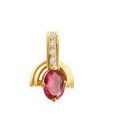 AG Red Pear Shape Stone & Diamond Pendant