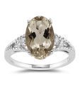 AG Oval Brown Stone Diamond Ring