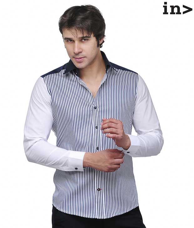 Invogue Stylish White & Blue Shirt