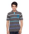 Riot Classic Grey Striped Polo T-Shirt