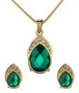 Oleva Faceted Pear Shape Green Stone Pendant Set