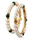 Oleva Set of Two Pretty Pearl Bangles