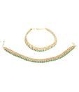 Adhira Pair of String Green & Golden Payals