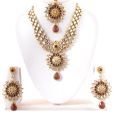 Kriaa Floral & Three String Paisley Necklace Set with Maang Tika