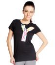 Youwecan Beautiful Black Printed T-Shirt
