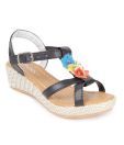 Funky Floral Black Sandals