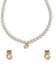 Oleva Round Earrings Pearl Necklace Set