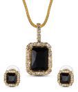 Oleva CZ Studded Black Pendant Set
