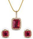 Oleva CZ Studded Maroon Pendant Set