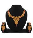 Utsavi AD & Glass  Bead  Purple Necklace Set