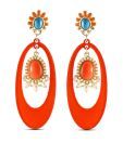Ignite Stone Studded Orange Oval Earrings