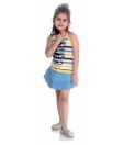 Jazzup Blue Striped Top & Skirt For Kids