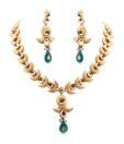 Magan Pearls Kundan Golden Leaf Necklace Set
