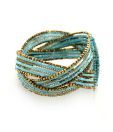 Art Mannia Designer Blue & Golden Beaded Cuff