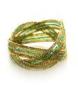 Art Mannia Designer Light Green & Golden Beaded Cuff